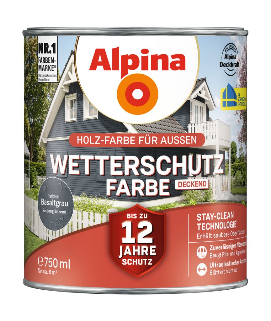 Alpina Wetterschutzfarbe 0,75 L basaltgrau Produktbild 