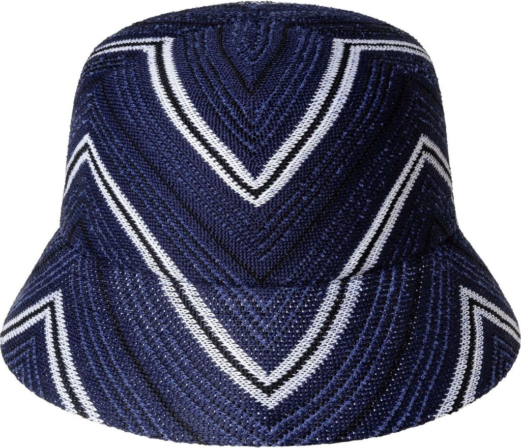 Kangol gestrickter Sommer Bucket Fischerhut mit ZickZack, blau, Gr. L