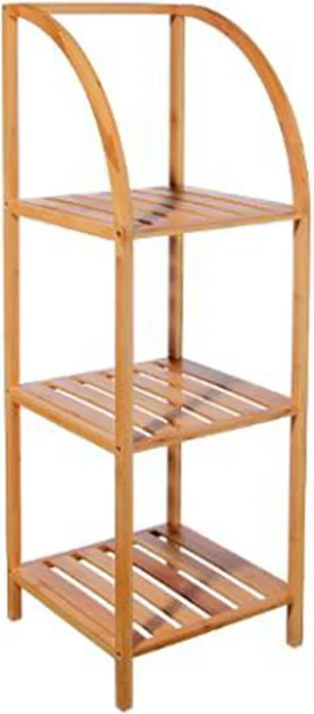 Petit Meuble de Rangement 3 Niveaux en Bambou pour Salle de Bain Zen