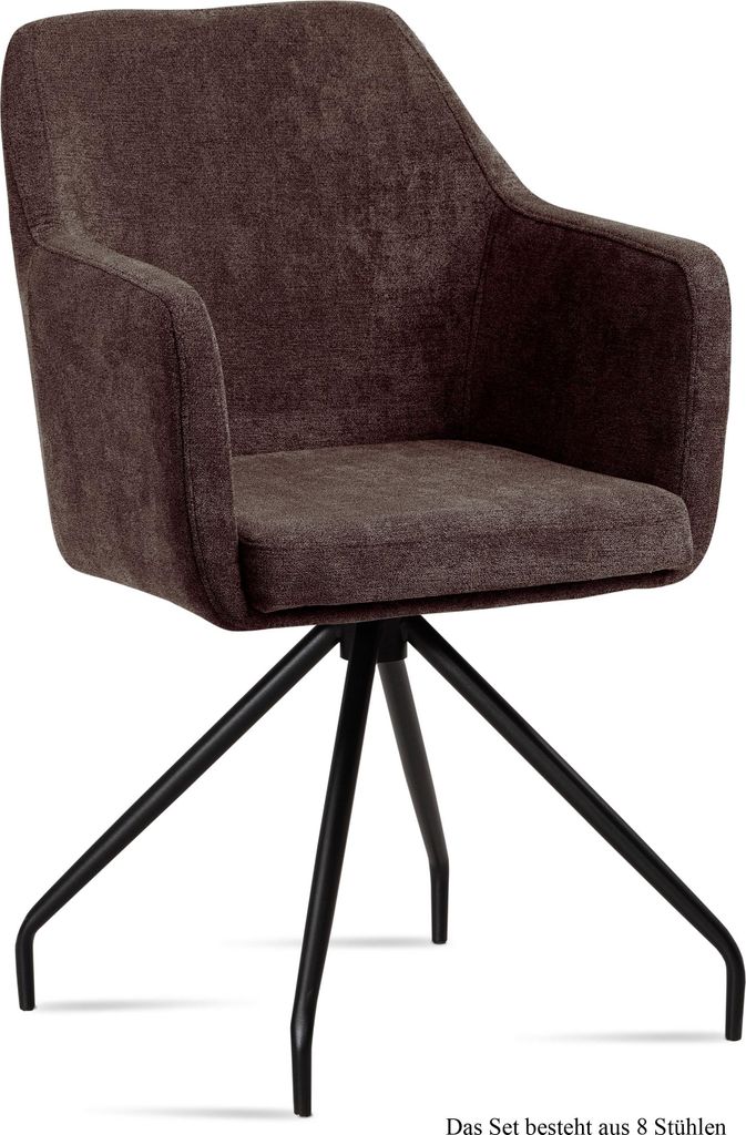 Armlehnstuhl (8er-Set) Dijana 57x87x60 Schwarz/Braun
