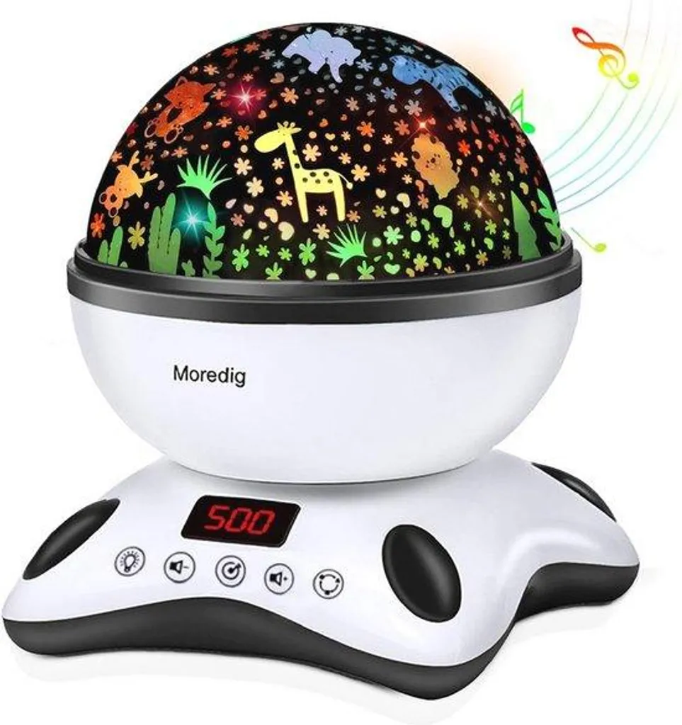 Veilleuse projecteur d'étoiles musicale et 8 ambiances pour bébé