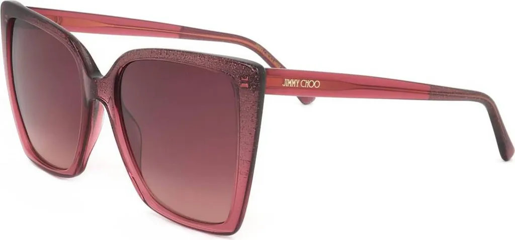 Lunettes de soleil de luxe Jimmy Choo LESSIE/S Bordeaux à paillettes