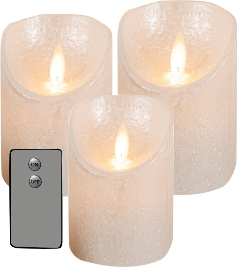 Anna's Collection Stumpfe Kerzen - 3x - Creme/Perlweis - Produktbild 