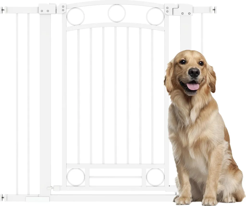 Barrière pour chiens avec 2 extensions réglable en métal blanc Taille S