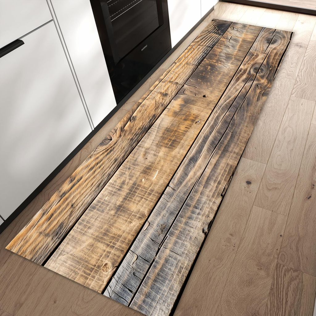 Küchenteppich 60x90cm rutschfest & abwischbar PVC Läufer - Sanfte Holzmaserung
