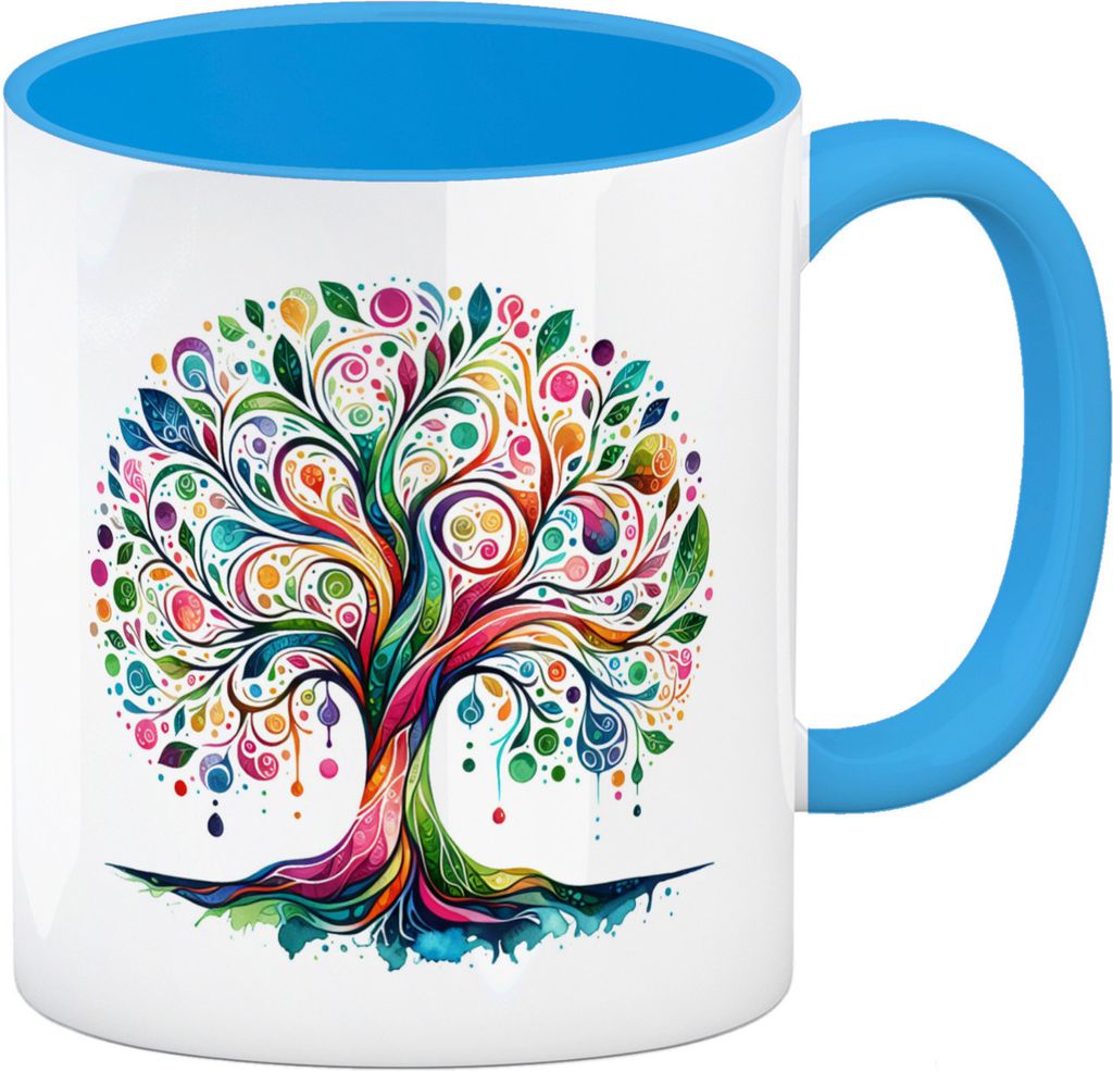 Lebensbaum Kaffeebecher in hellblau