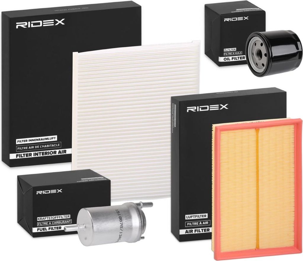 RIDEX Filterset Inspektionspaket Filtersatz für VW Golf V Schrägheck (1K1) POLO (9N) Polo Limousine (9A4, 9A2, 9N2, 9A6) für SKODA Fabia I Combi...