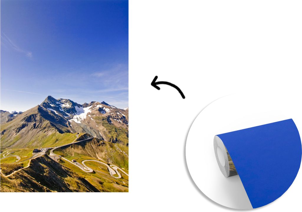 MuchoWow Fototapete für Wohnzimmer oder Schlafzimmer Wandtapete Vinyl Motivtapete Nachmittag an der Europäischen Großglockner Hochalpenstraße...
