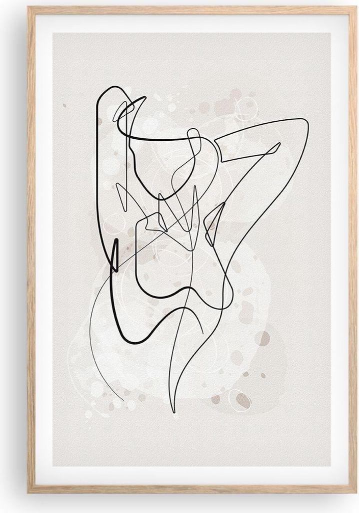 Gerahmtes Poster - Rahmen in heller Eiche - Linie Frau Linie - 61x91,5 cm - Wand Bild - Wanddeko - Wandbilder - Kunstposter - Wandposter - Bilderra...