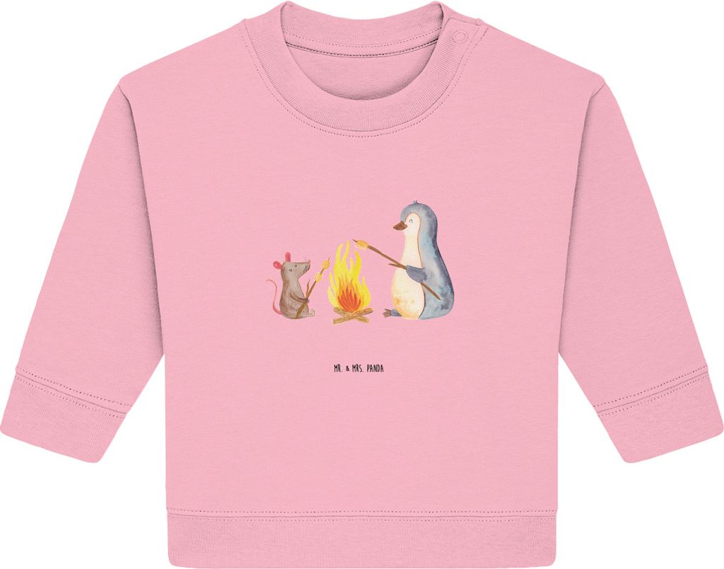 Mr. & Mrs. Panda Organic Baby Pullover Pinguin Lagerfeuer 24. - 36. Monat - Baumwolle Pink - Geschenk, Marshmallows, Grillen, Job, Maus, Bullover, ...