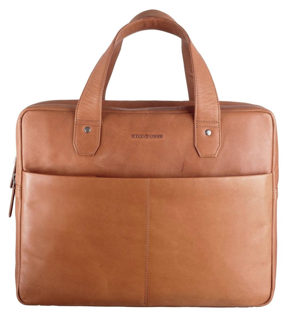 GREENBURRY Leder Businesstasche Laptoptasche mit Laptopfach Fiorentina Business Bag Tan braun