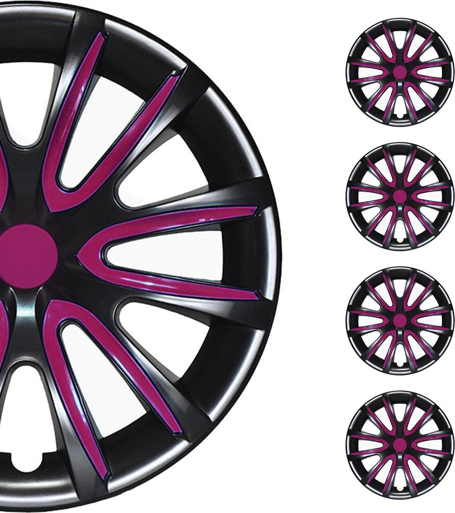 4x Radkappen 16 zoll Schwarz & Lila