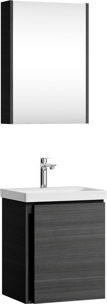 Planetmöbel Waschtisch mit Unterschrank 50 cm inkl. Spiegelschrank 50cm, Badmöbel Set, hängend, anthrazit