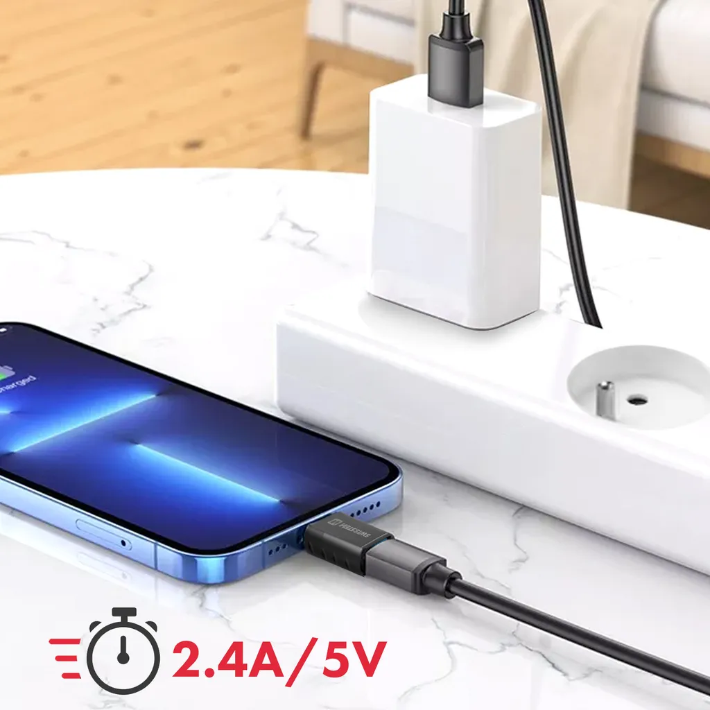 Adattatore Lightning / USB OTG per trasferimento dati e ricarica, Swissten - Nero - 4