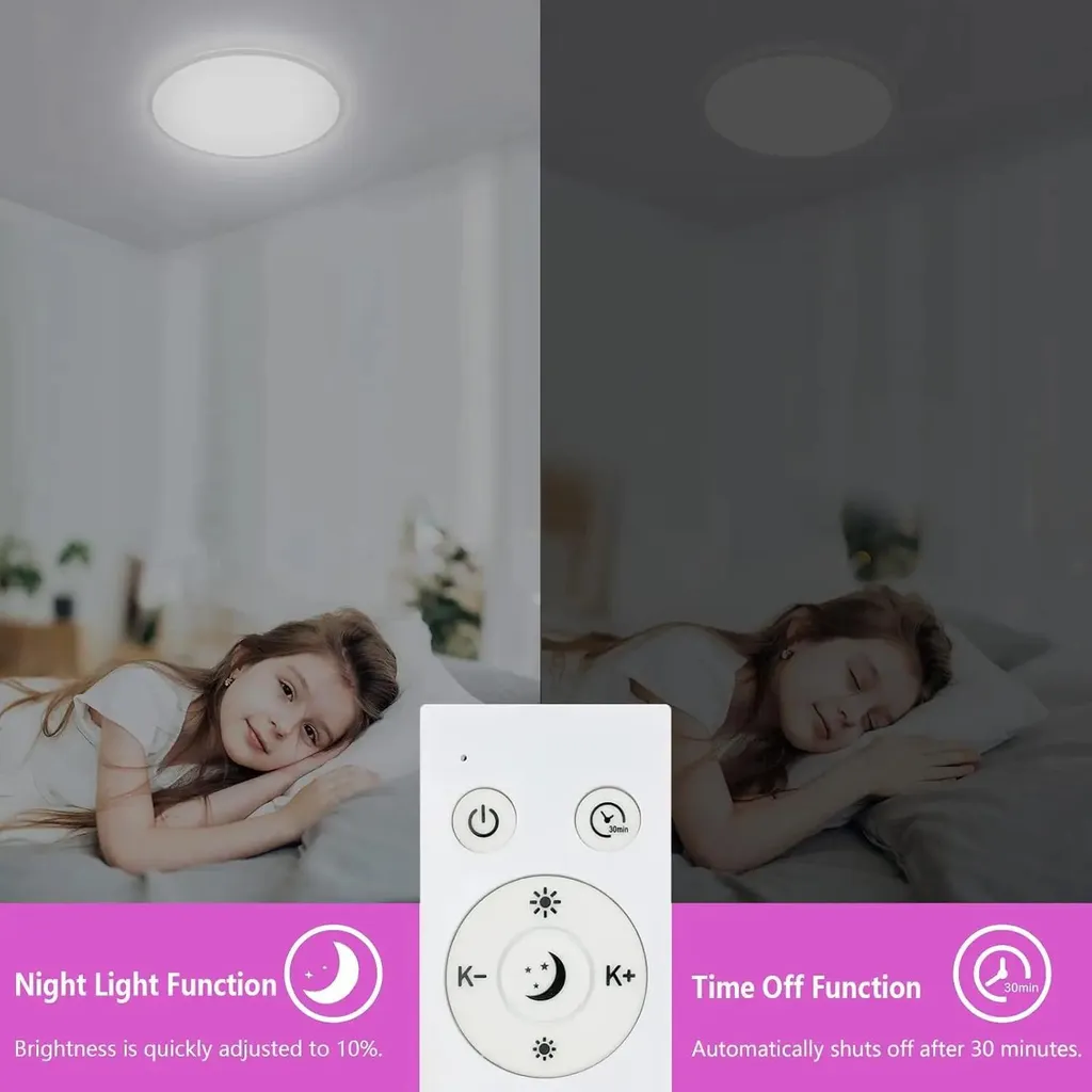 Plafonnier LED RGB 24W avec télécommande et rétroéclairage 6 couleurs - 10