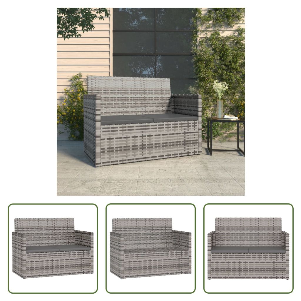 The Living Store Ławka ogrodowa z poduszkami szara 105 cm z Zdjęcie produktu 