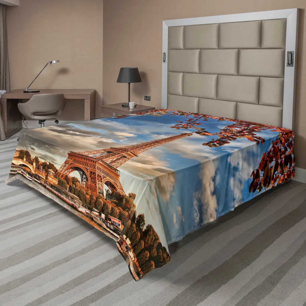 Drap plat décoratif Tour Eiffel Seine - Linge de lit confortable XL