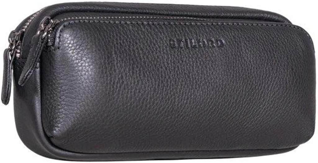 Pochette de rangement en cuir noir avec zip pour bureau et voyage XL