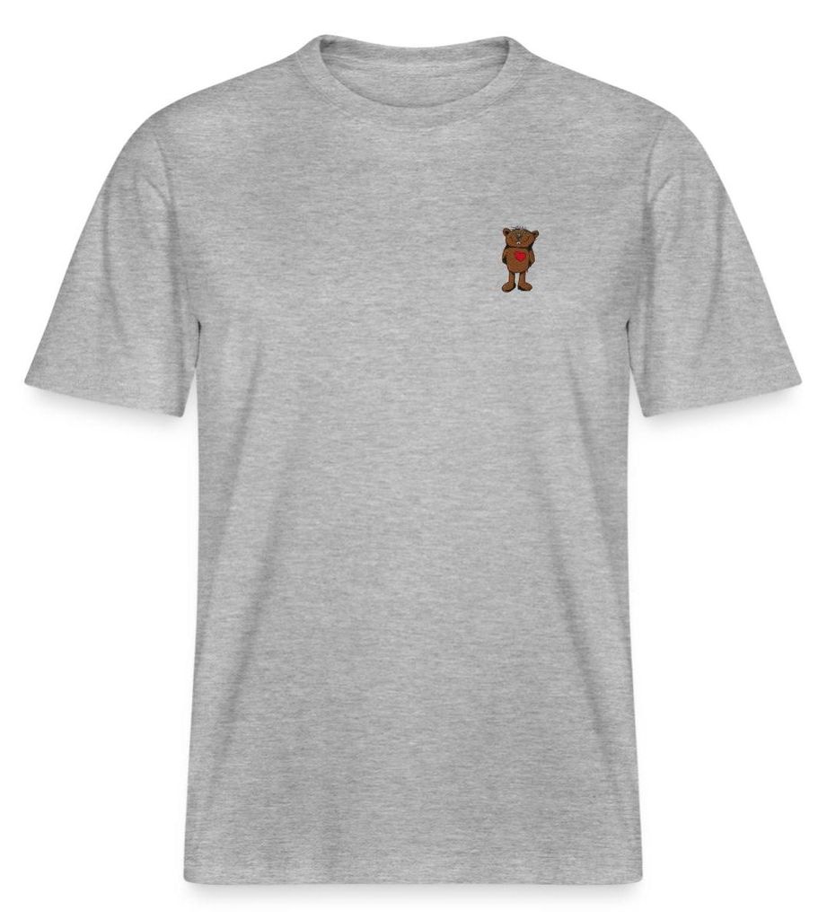 Spreadshirt Janosch Kleiner Bär Stick Relaxed Fit Uni T-Shirt, XS, Grau meliert