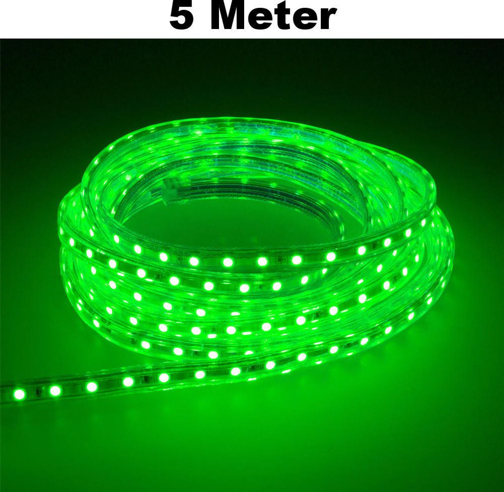 Leuchtstreifen SMD2835 60 LED/Meter LED Strip Stripe Lichtleiste Lichterkette Lichtband Lichtstreifen Band Grün 5 Meter Länge Komplett Set