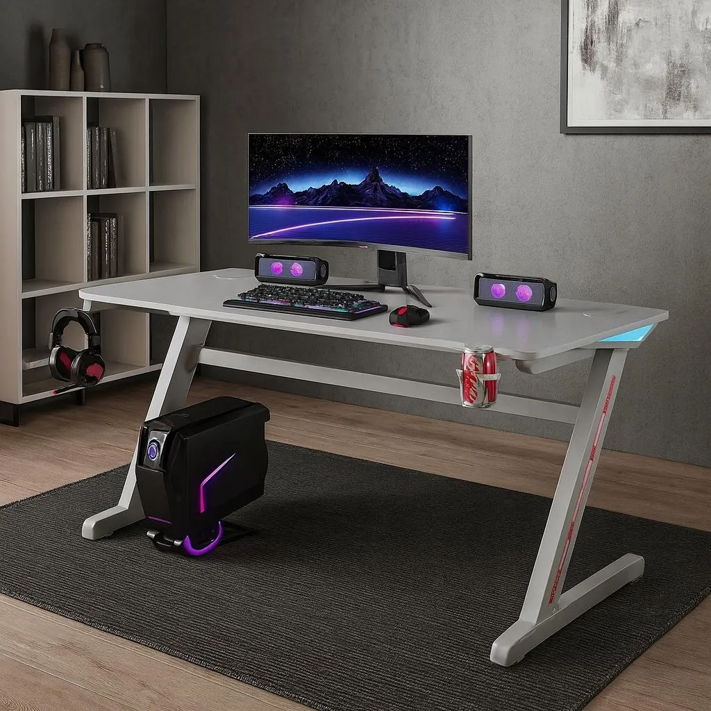 Bureau gamer LED RGB 120cm Ekspand avec support casque ergonomique - 9