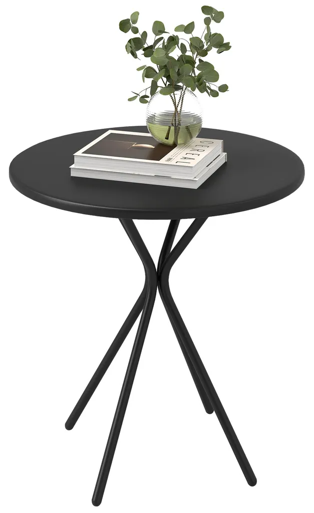 Table de jardin stable ronde 60 cm - Acier noir sans vacillement