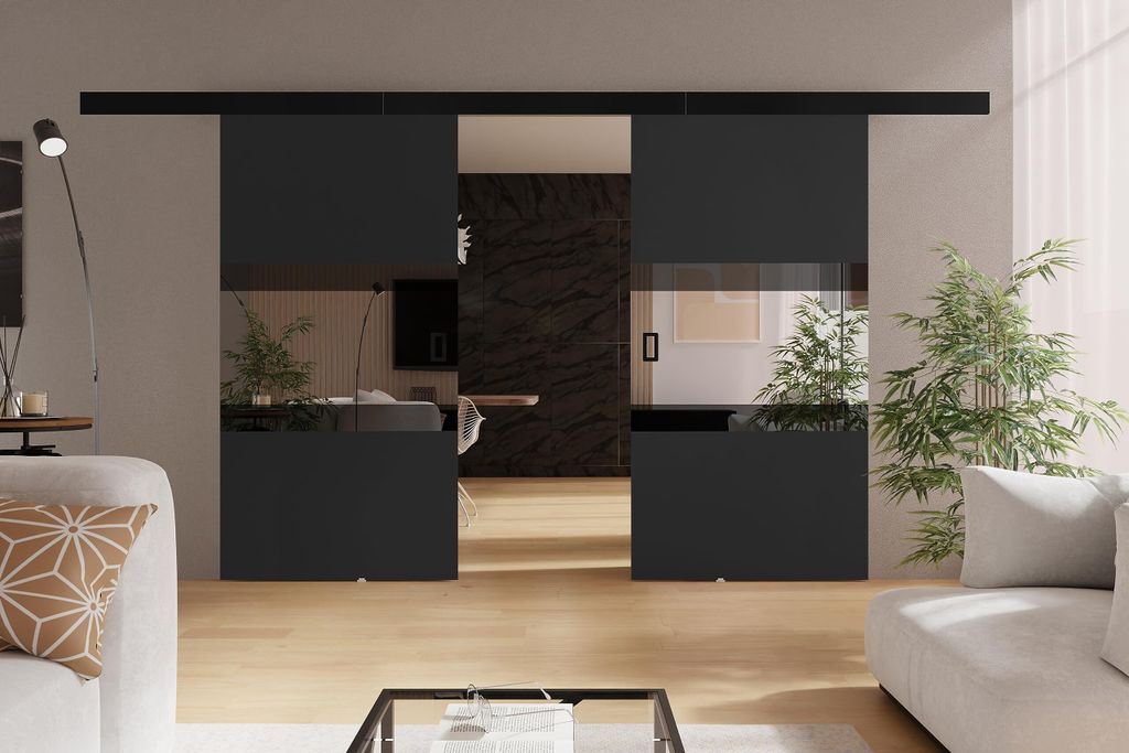 KIER FURNITURE Schiebetüren LUMBA DUO - 212x205x1,6 cm - Graphit