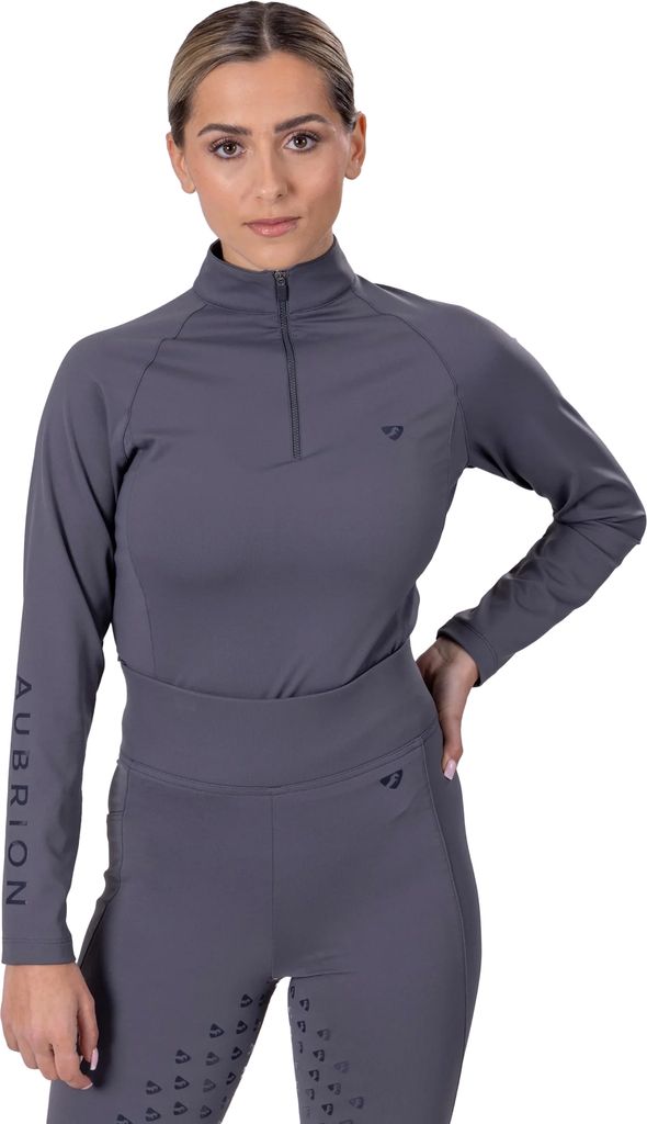 Aubrion - "Eltar" Base Layer Oberteil mit kurzem Reißverschluss für Damen ER2134 (3XL) (Grau)