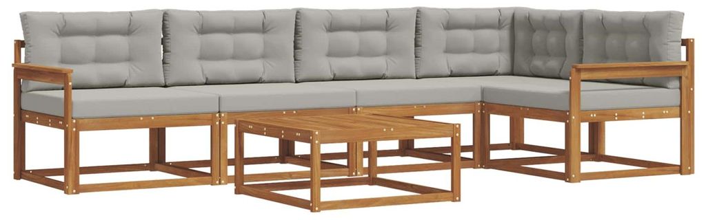 vidaXL Outdoor-Sofagarnitur mit Kissen 6 pcs Natürlich und Hellgrau