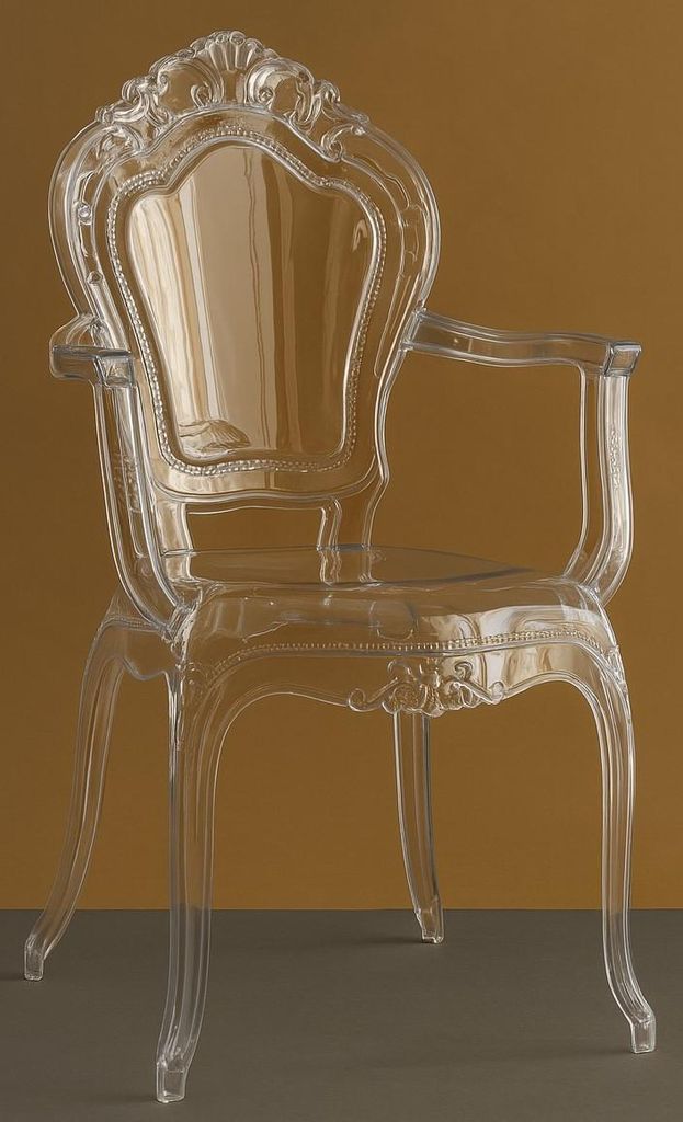 Esszimmerstuhl aus Polycarbonat mit Armlehnen