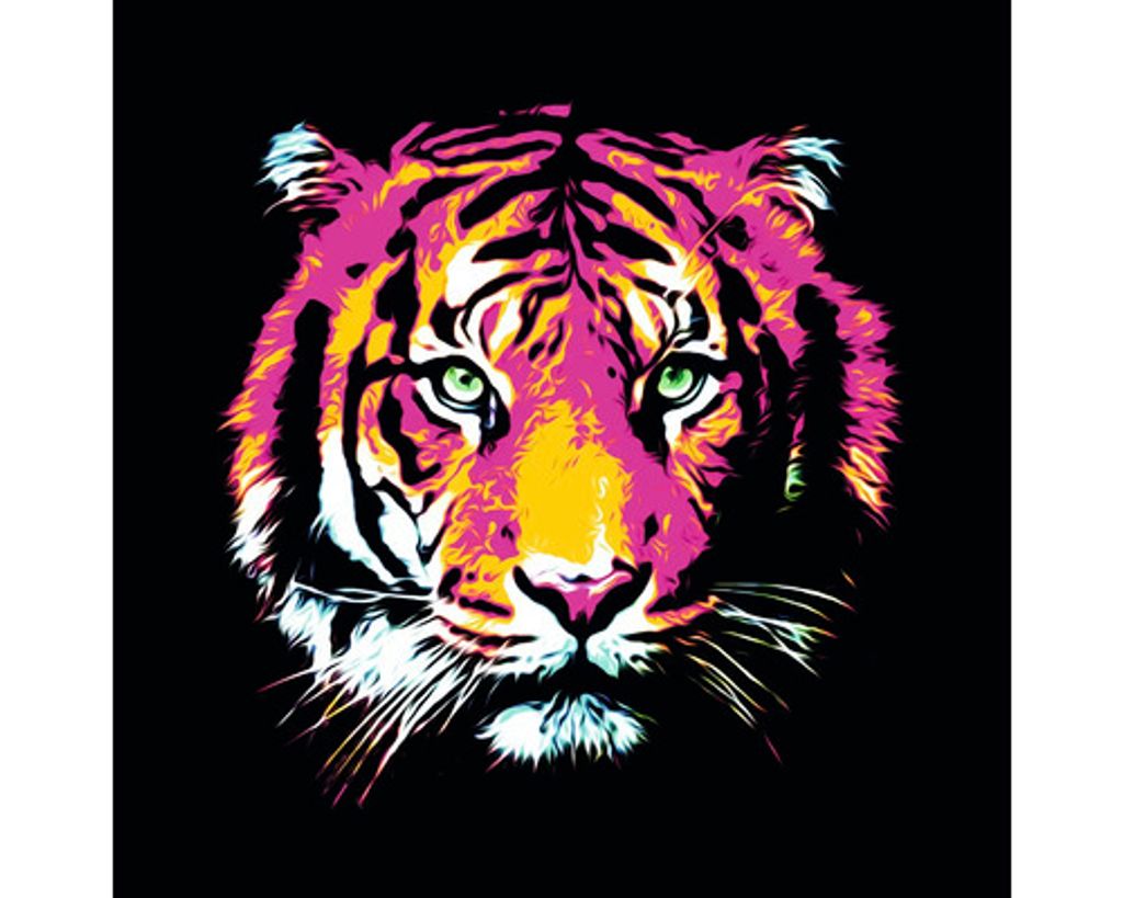 Glasbild Colored Tiger 30x30 cm