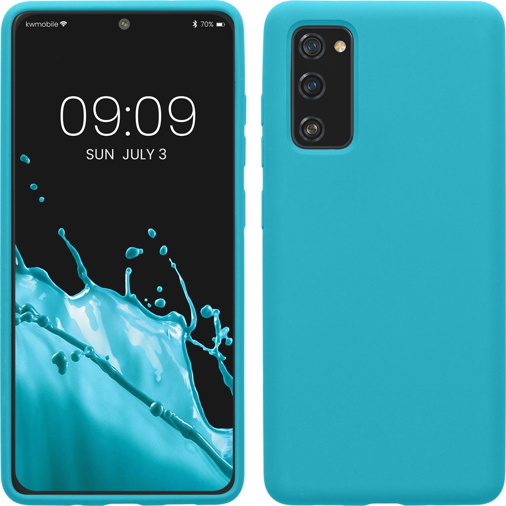 kwmobile Hülle kompatibel mit Samsung Galaxy S20 FE Hülle - Silikon Handy Case - Handyhülle weiche Oberfläche - kabelloses Laden - Cool Glacier