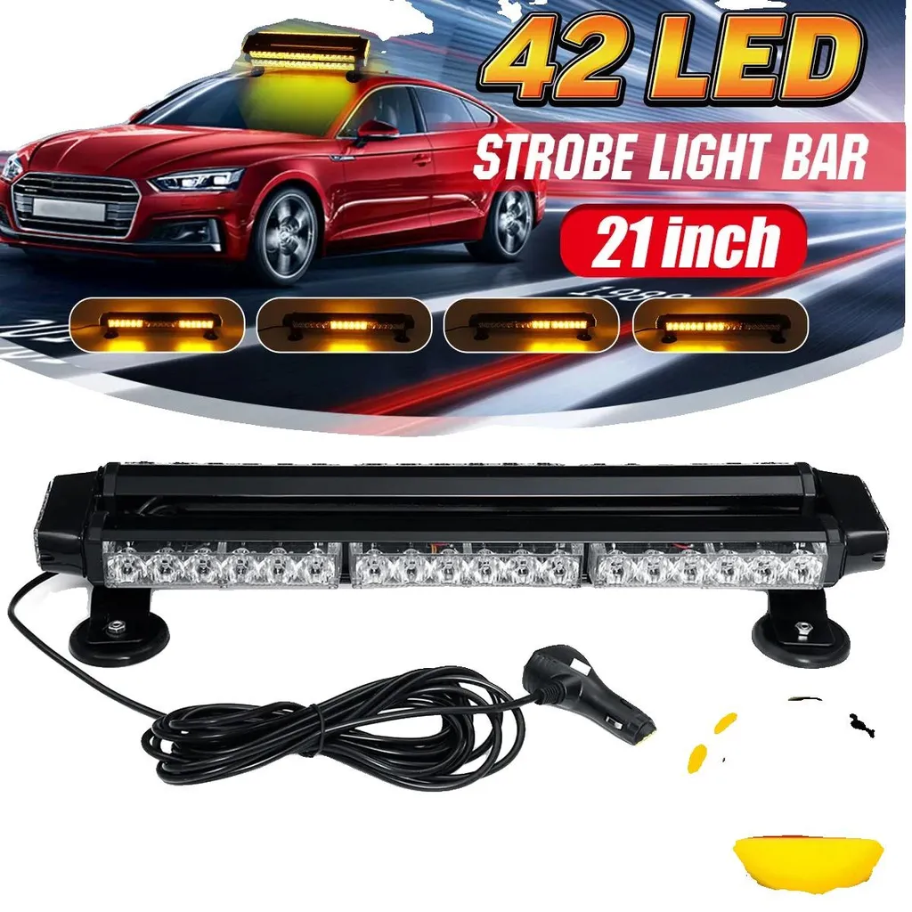 Barre LED stroboscopique 42W Ambre puissante 21 pouces étanche IP67