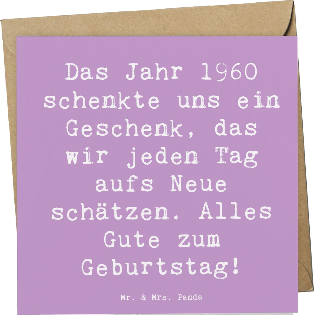 Mr. & Mrs. Panda Glückwunschkarte Spruch 1960 Geburtstag - Lavendeltraum - Geschenk, Glückwunsch, Feier, Happy Birthday, doppelkarte, anlasskarte...