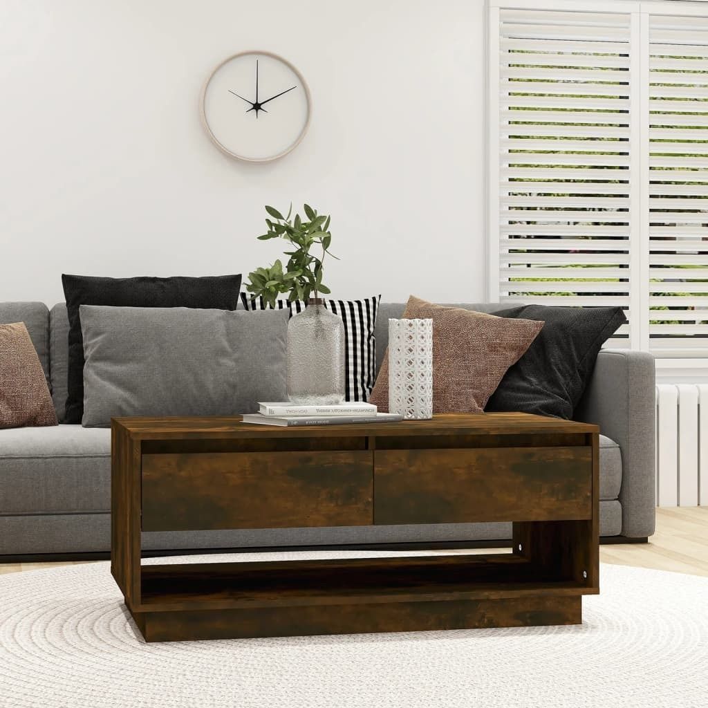 The Living Store Couchtisch Räuchereiche 102,5x55x44 cm Holzwerkstoff
