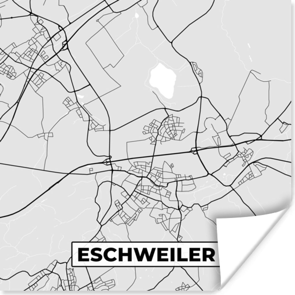 MuchoWow Poster Karte - Eschweiler - Deutschland - Karte - Stadtplan 75x75 cm - Wand Dekoration