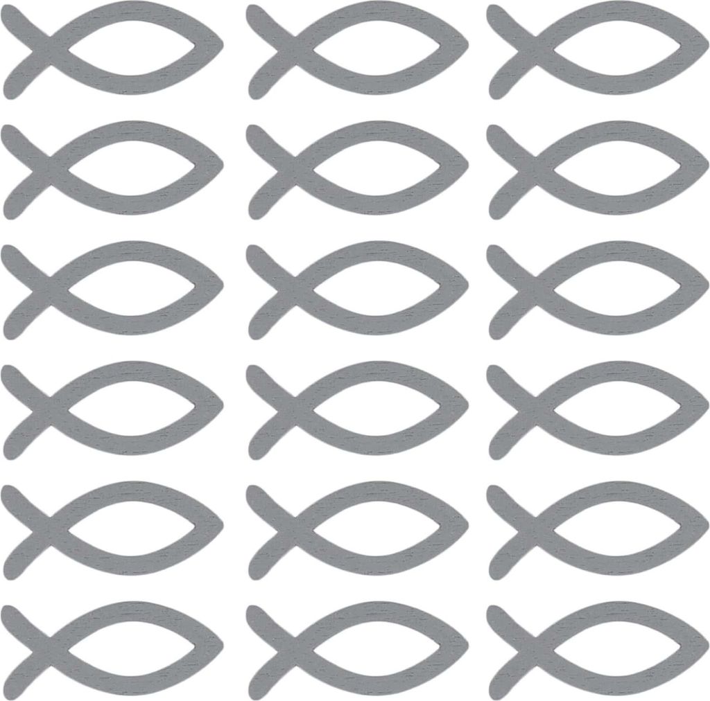 Oblique Unique 18 Holz Fische Streudeko Taufe Kommunion Konfirmation Firmung - Echtholz grau