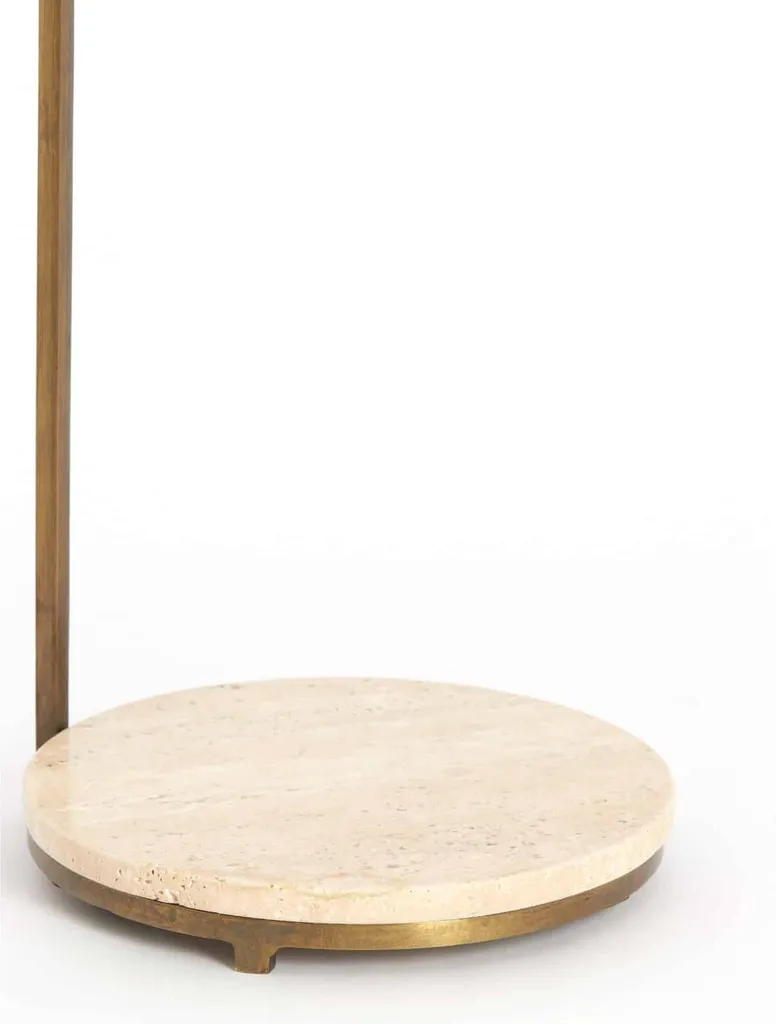 Table de bout de canapé LEDA travertin et bronze - Support déco 76 cm - 4