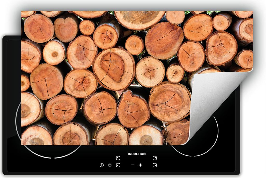 DarHaus Herdabdeckplatte 90x52 cm Anti Rutsch Matte Aufrollbar, Bäume - Holz