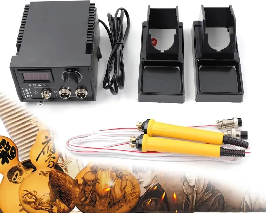 Pirografo Professionale 60W per Legno e Cuoio - Set Completo 19 Punte