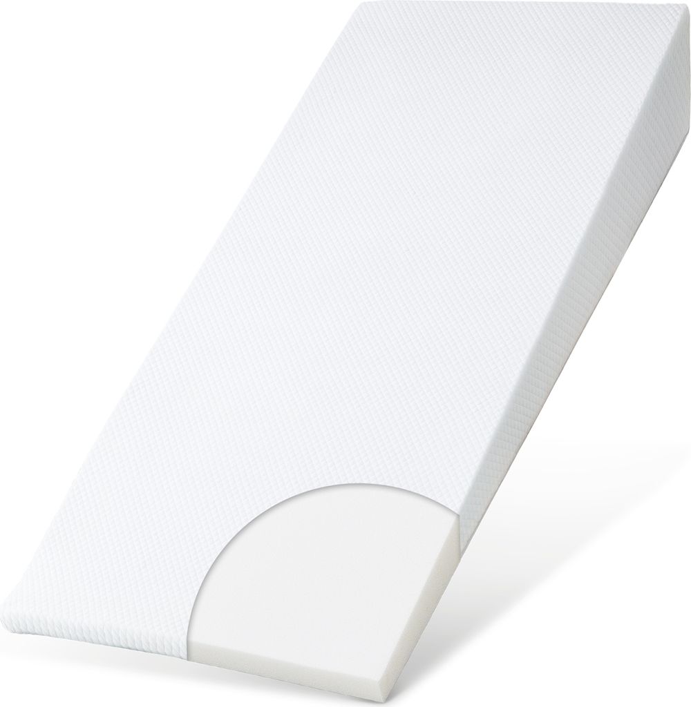 ELONEO Bettkeil Topper 80 x 190 cm aus Memory Foam, Matratzen-Keilkissen zur Bettneigung, Keilmatratze, Keilförmige-Matratzenauflage, Erhöhungske...
