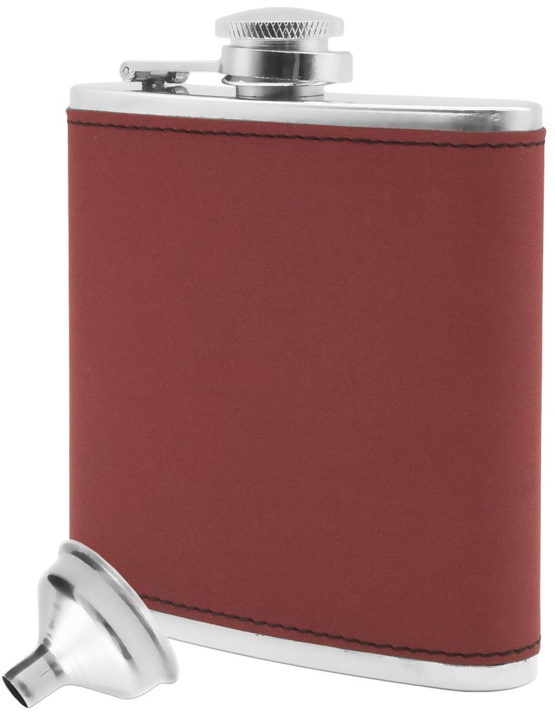 Outdoor Saxx - Edelstahl Flachmann, edles Wild-Leder Design, Flagon, Brust-Tasche, Taschen-Flasche, Schnaps-Flasche, gratis Einfüll-Trichter, To...