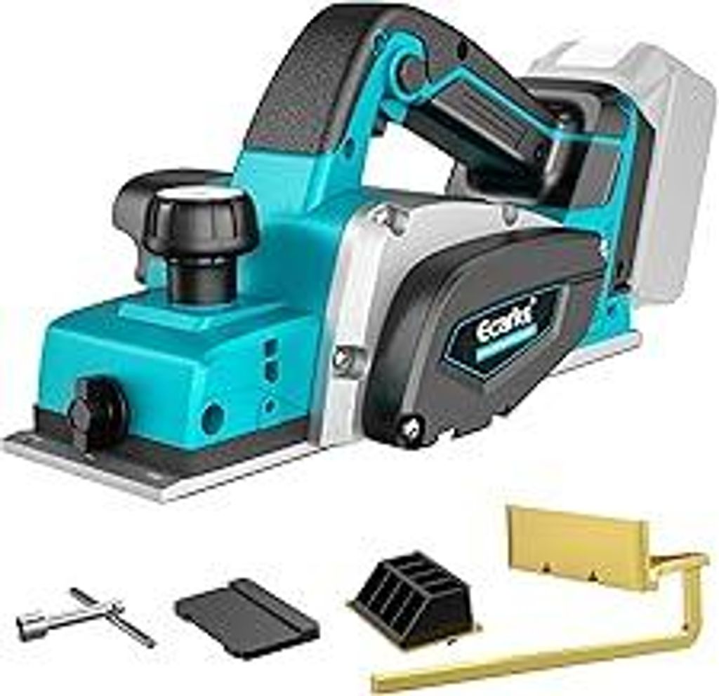 Ecarke Akku-Randhobel 750W für Makita 18V Batterie, bürstenloser Elektrohobel – 15000 U/min, 82mm Hobelbreite, 0-2mm Tiefeneinstellung – Idea...