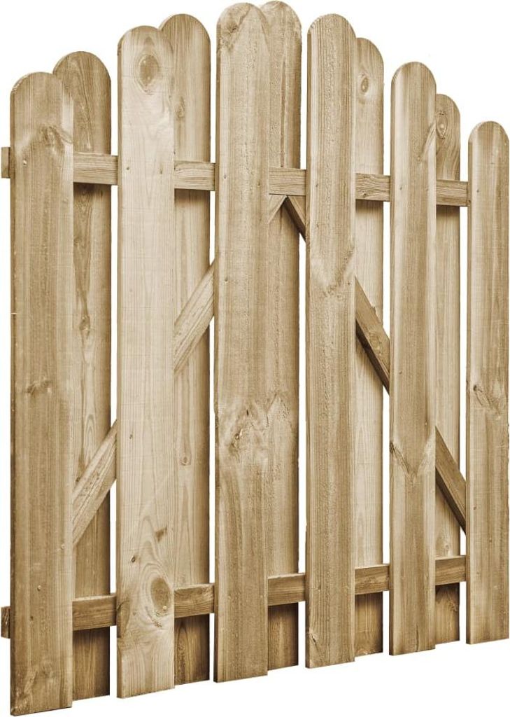 A wooden garden gate against a white background.