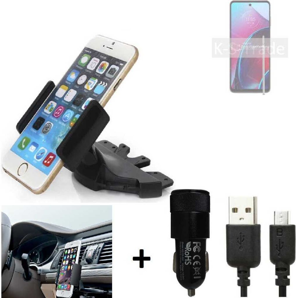 TOP SET K-S-Trade Autohalterung kompatibel mit Motorola Moto G Stylus (2022) CD Schlitz Halterung KFZ-Halter Radio Handy Halterung 360° drehbar
