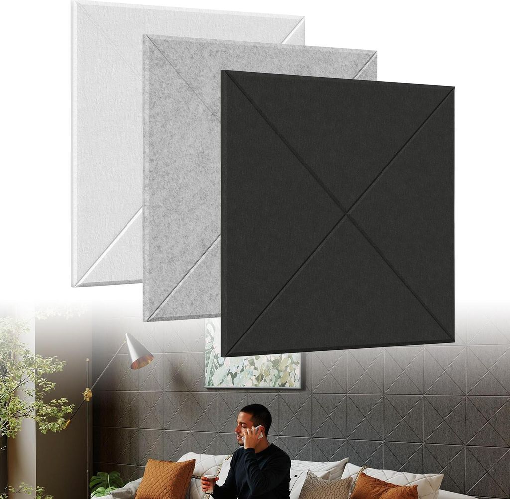 TWOLIIN 3D Akustikpaneele Selbstklebend, Schallschutz Schallabsorber Wandpaneele Schalldämmung Wandverkleidung für ruhige Räume, Akustische Beha...