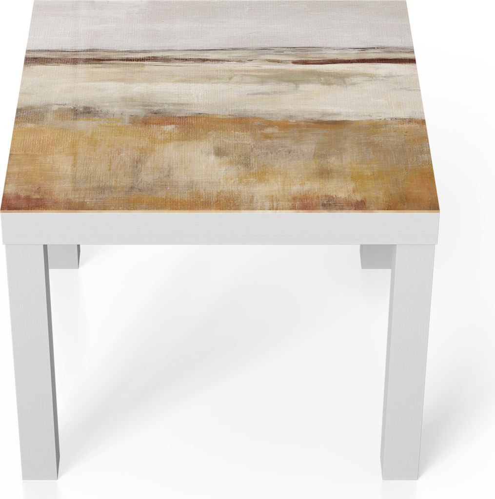 DEQORI Couchtisch 55x55 cm Weiß 'Weite Ockerlandschaft' Glas Beistelltisch Glastisch modern