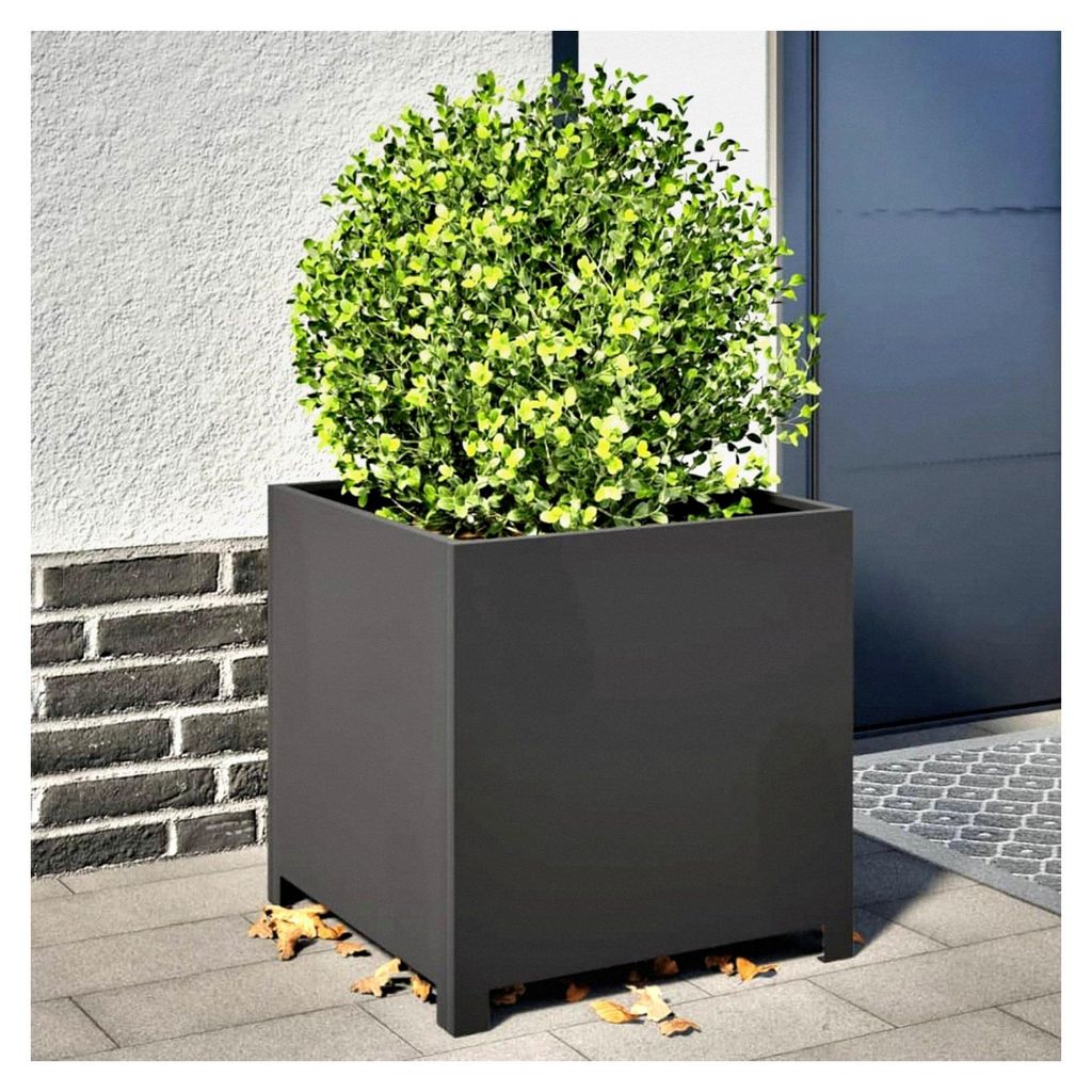 Pflanzkübel Schwarz 50x50x50 cm aus Stahl für Außenbepflanzung