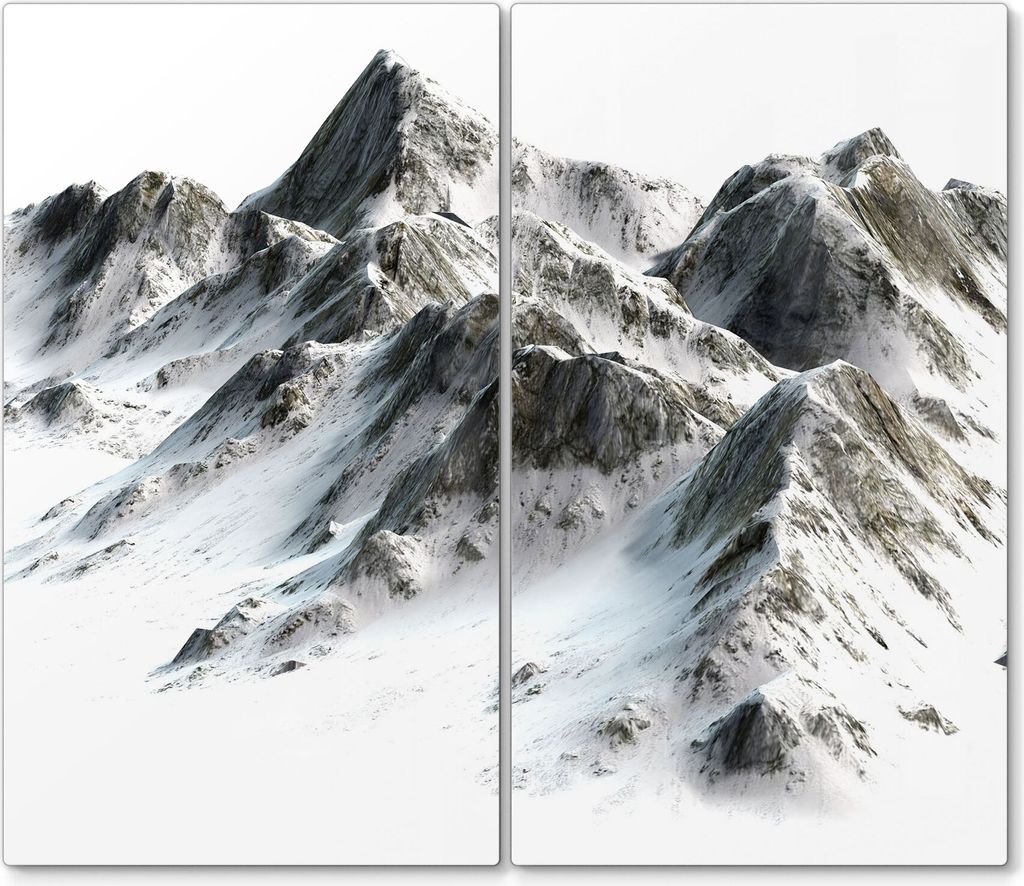 DEQORI Herdabdeckplatte Glas 2-tlg 'Verschneites Bergmassiv' Herd Abdeckung Küche
