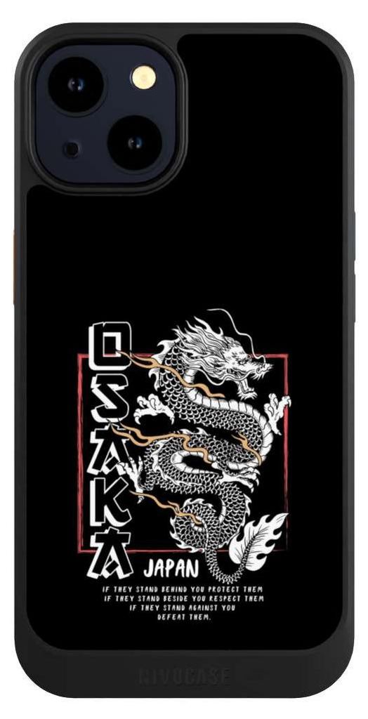 NIVOCASE Hülle für Apple iPhone 14 Handyhülle NIVOcore Case Schwarz Drache Japan Meer